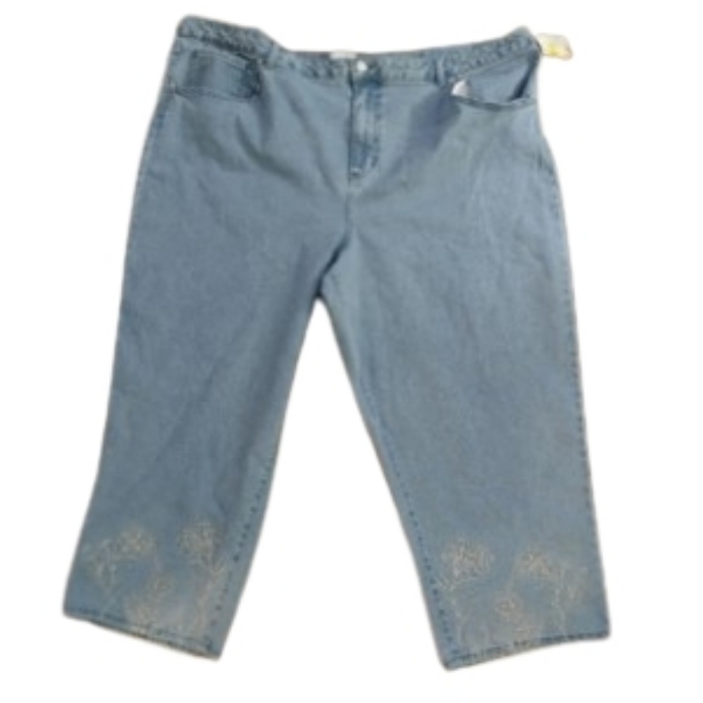 NWT Pioneer Woman 26W  Jeans Light‎ Wash Embroidered Hem Boho Chic Western